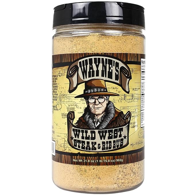 Wayne's Wild West Steak and Rib Rub 31.8 oz Bottle Gluten Free No MSG Sweet Smoky Beef Poultry Spice