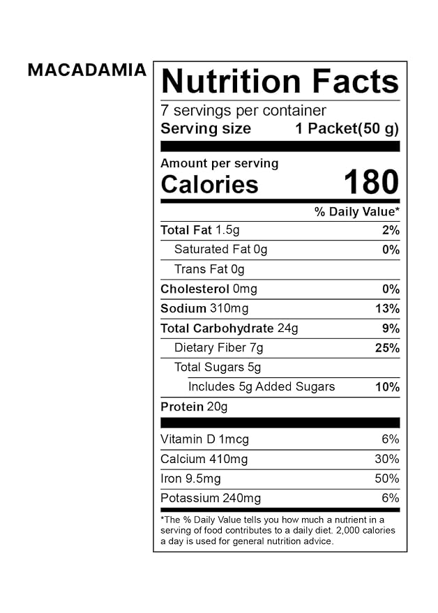 Korean Food All-In-One Multi Shake Macadamia Nut Flavor(50g*7 Packs) Dietary Fiber Essential Amino Acids Vitamins 7-Day Convenient Individual Packs (12.35 oz)
