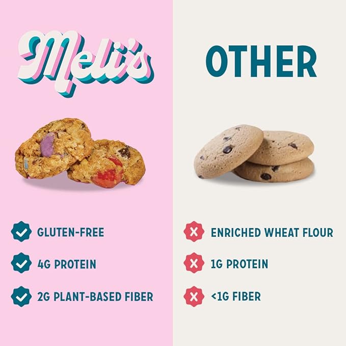 Meli’s Rainbow Chocolate Chip Gluten Free Cookie Mix High Protein Baking Mix with Milk Chocolate Rainbow Drops &amp Rolled Oats Easy Bake Oven Mixes for Sweet Treats &amp Desserts 16oz Box3-Pack