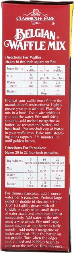 6 X Classique Belgian Waffle Mix 16-Ounce Boxes (Pack of 6)
