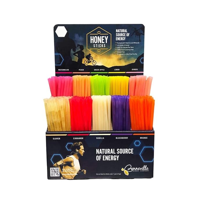 The Honey Jar - Honey Stick Retail Display with 500 Assorted Honey Sticks perfect for Gift Shop Grocery Store Boutique Farmers Market