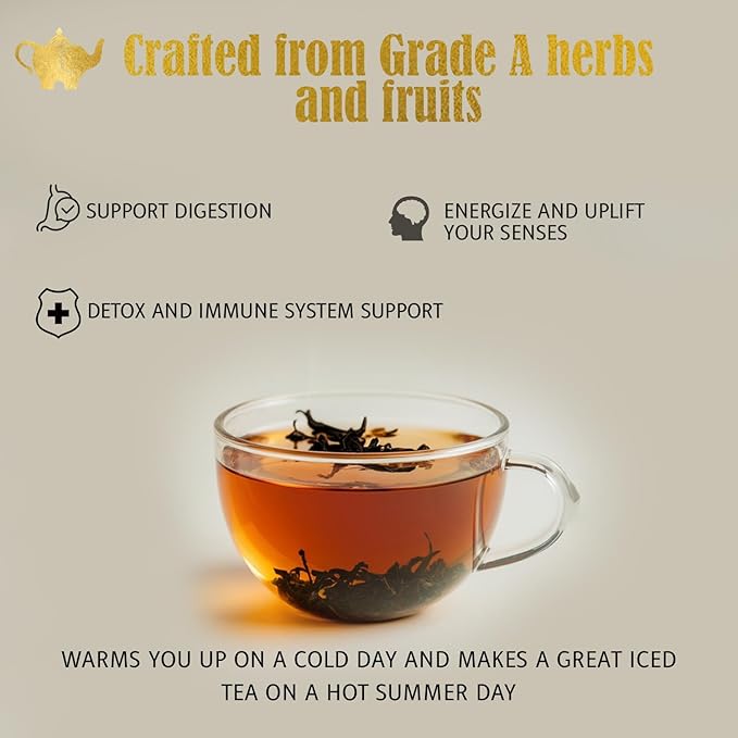 Spiced Orange Tea Loose Leaf Herbal Tea – Sweet Spicy Caffeine-Free – Orange Apple &amp Cinnamon Spice – Drink Hot or Iced – 4 oz Resealable Bag (Makes 50 Cups) – The Elegant Elephant