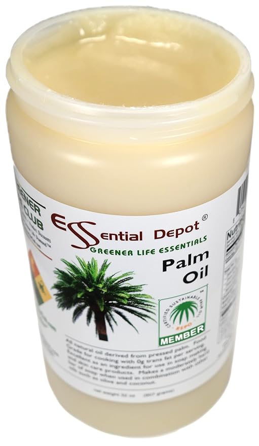 Essential Depot Palm Oil - 1 Quart - 32 oz - RSPO Certified - Sustainable - Food Grade - Kosher - Not Hydrogenated - Safety Sealed HDPE Container with Resealable Cap