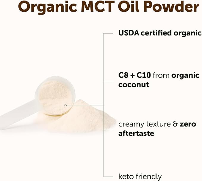 Micro Ingredients Organic MCT Oil Powder with Prebiotic Fiber1 Pound (16 Ounce) | C8 MCT Oil for Coffee Creamer | No GMOs Keto Diet Vegan