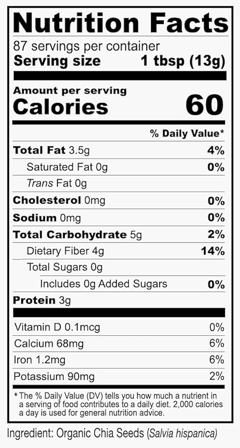 Anthony's Organic Chia Seeds 2.5 lb Gluten Free Vegan Keto Friendly