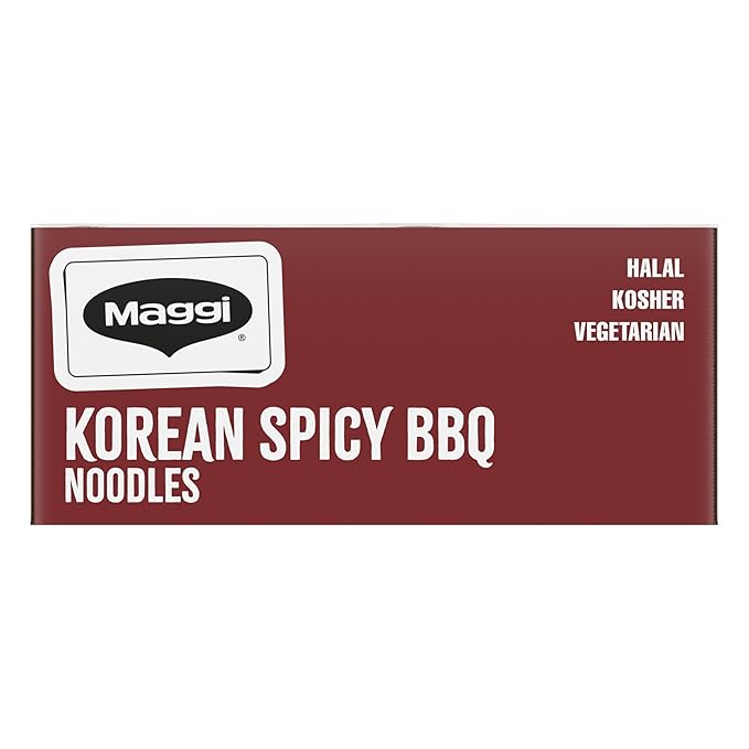 Maggi Korean Spicy BBQ Noodles Korean Instant Noodles 3 min Spicy Ramen Vegetarian Halal Kosher 24-Pack
