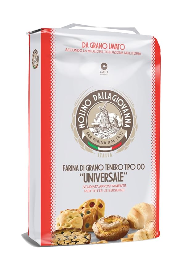Molino Dallagiovanna All Use Universale Cold Water washed Italian Baking Flour 5kg bakers bag 11 lbs Non GMO No bleaching No potassium bromate No Glyphosate