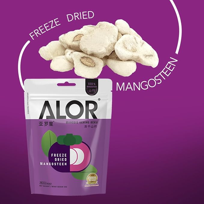 ALOR 100% Natural Dried Mangosteen – Exotic Fruit Snack – Unsweetened No Sugar Added Crunchy &amp Crispy Gluten-Free Vegan Healthy Freeze-Dried Tropical Fruit (15Grams x8 Packs - Mangosteen)