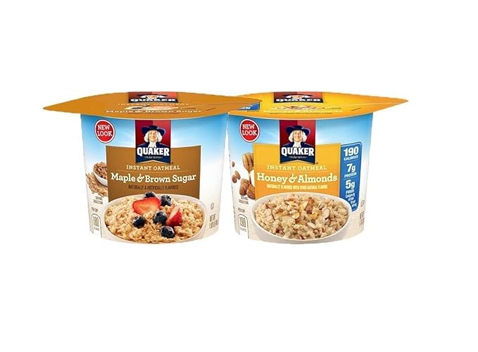 Quaker Instant Oatmeal Express Cups Maple &amp Brown Sugar and Honey &amp Almond Variety Pack 12 Count (Pack of 1)