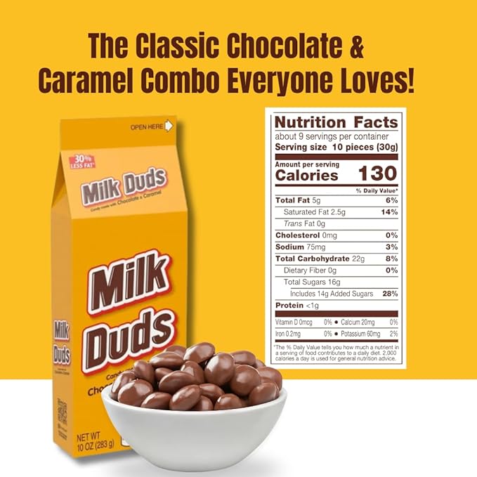 Caramel Milk Chocolate Candies –(Pack of 2) 10 oz Box – Chewy Caramel Center Coated in Smooth Milkduds Chocolate – Great for Family Movie Night Parties &amp Stocking Up Holidays