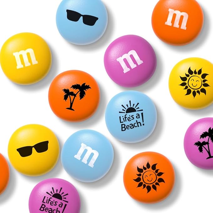 M&ampM’S WORLD Summer Themed Milk Chocolate Candies2 Pounds of Bright Colored Light BlueOrangeYellow&amp Dark Pink with Fun Summer IconsResealable Pack for CelebrationsSummer PartiesBBQ'SDIY