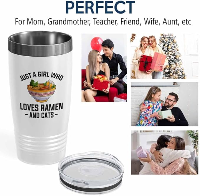 Ramen Lover White Edition Tumbler 20oz - Just a girl who loves - Food Lovers chicken pumpkin vegan pantry spicy noodles