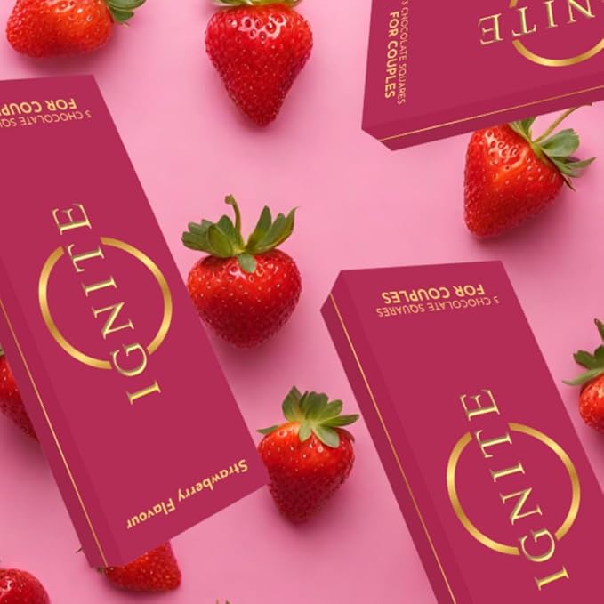 Ignite Chocolate Bars - Premium Strawberry flavor Chocolate Squares for Couples - 60% Cocoa Vegetarian - Crafted with Selected Ingredients for a Delightful Experience - Ideal for Men &amp Women