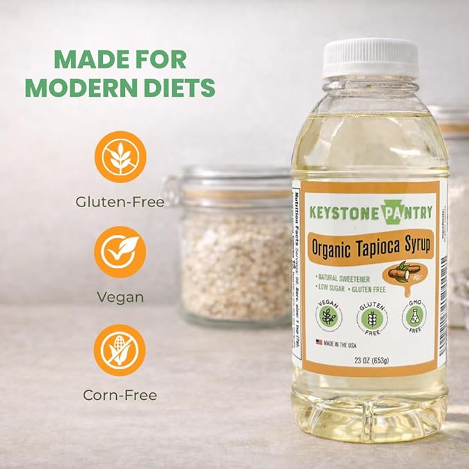 Keystone Pantry Organic Tapioca Syrup for Baking Ice Cream Fudge and More – Gluten-Free Vegan Sweetener – Corn Syrup and HFCS Alternative – 23 oz Bottle – 15 Pack