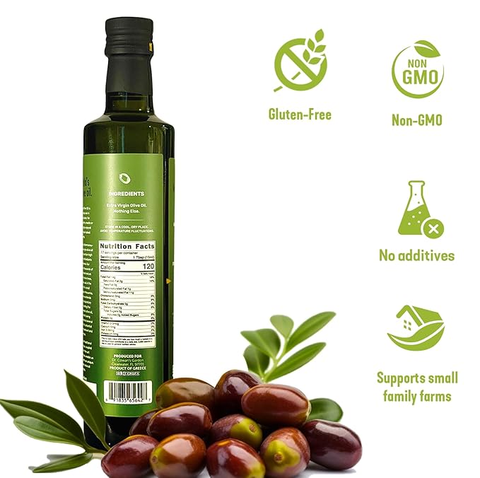Dr. Cowan’s Garden 300+ Polyphenol Greek Extra Virgin Olive Oil - Single Estate Extra Virgin Olive Oil with Highest Polyphenols Sourced from Koroneiki Trees Phase 2 Organic Cold-Pressed 16.9 FL Oz