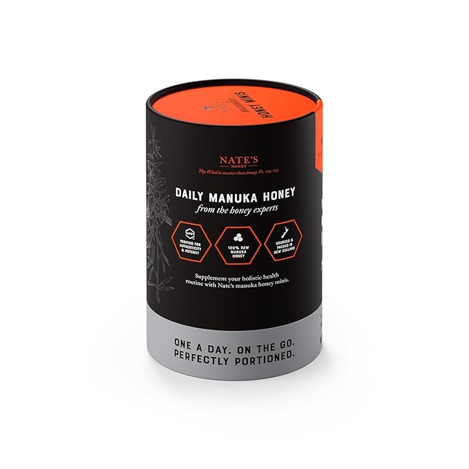 Nate's Manuka Honey Minis - 30 count Single-serve Pure Manuka Honey - MGO 263+ | UMF Certified 10+ - 30 Single-Serve Packets for On-the-Go Daily Wellness
