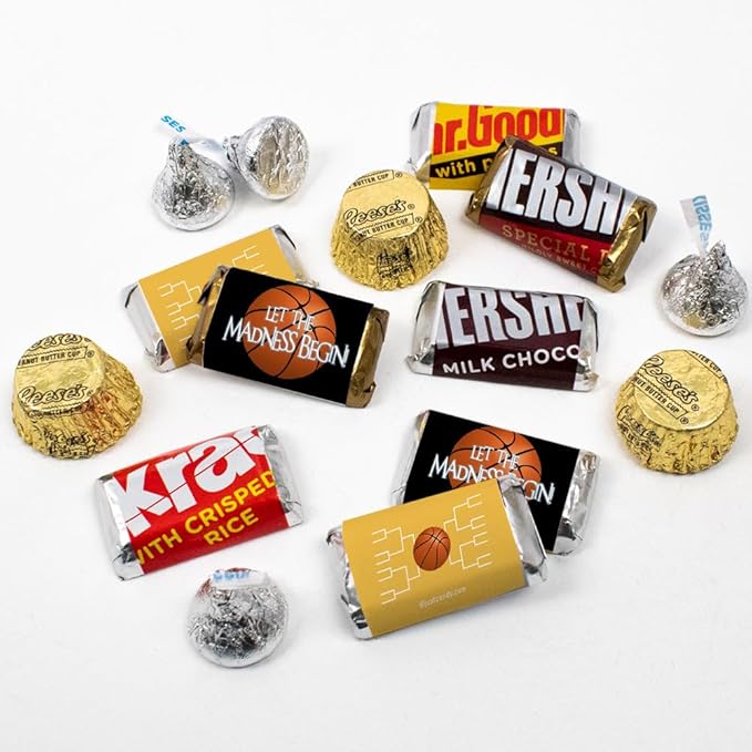 110 Pcs Basketball Party Candy Favors Chocolate Mix Let the Madness Begin (1.62 lbs Approx. 110 Pcs) - Yellow