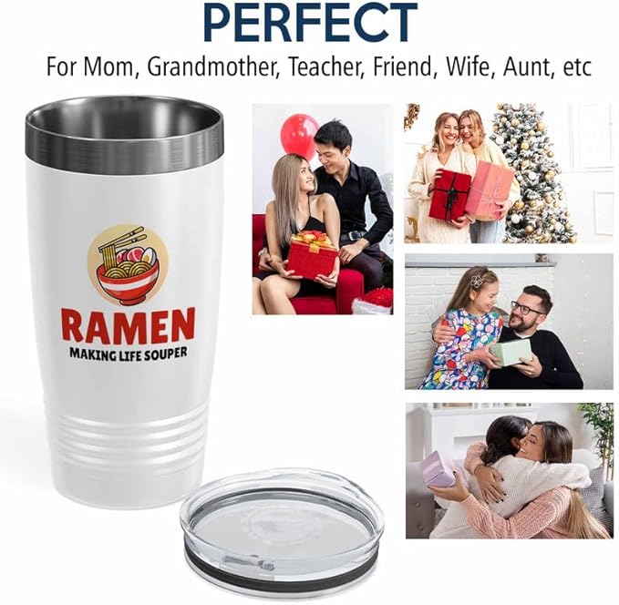 Ramen Lover White Edition Viking Tumbler 20oz - Making Life Souper - Food Lovers chicken pumpkin vegan pantry spicy noodles