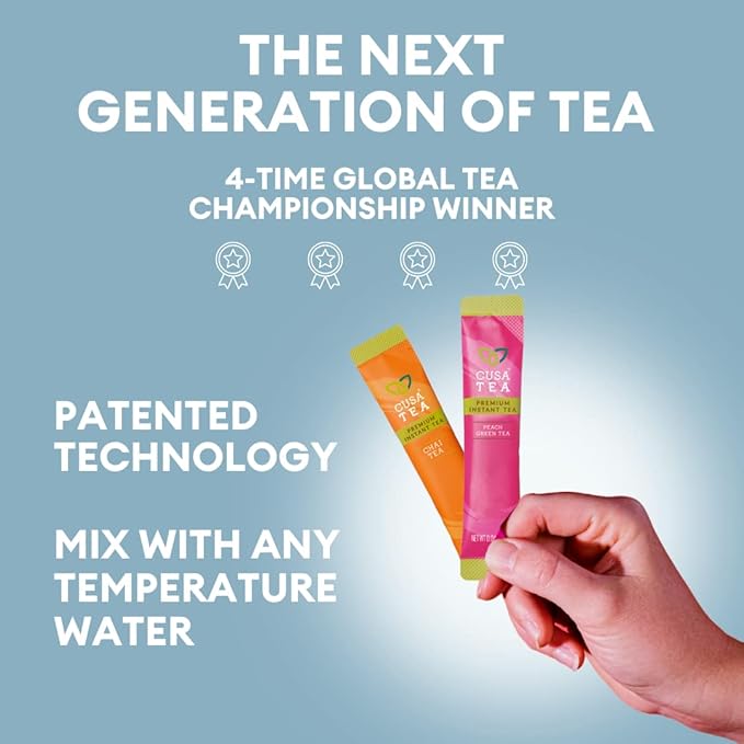Cusa Tea &amp Coffee | Premium Instant Green &amp Black Tea Variety Pack With Real Fruit &amp Spices | Organic Leaves Drink Mix Packets | Hot or Iced Tea (10 Single Servings)