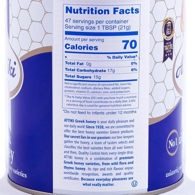 Attiki Greek Honey 1000g (2.2lb) CAN (2 pack)