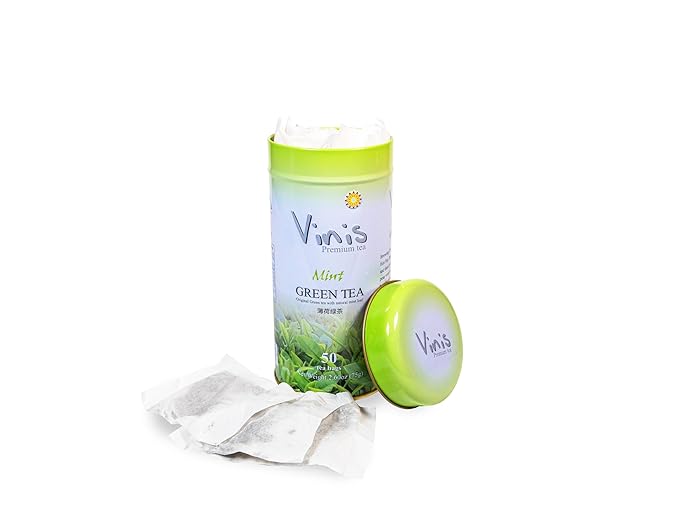 Vinis Premium Mint Green Tea Box of 6 Tins (50 tea bags per Tin) (Mint Green Tea)
