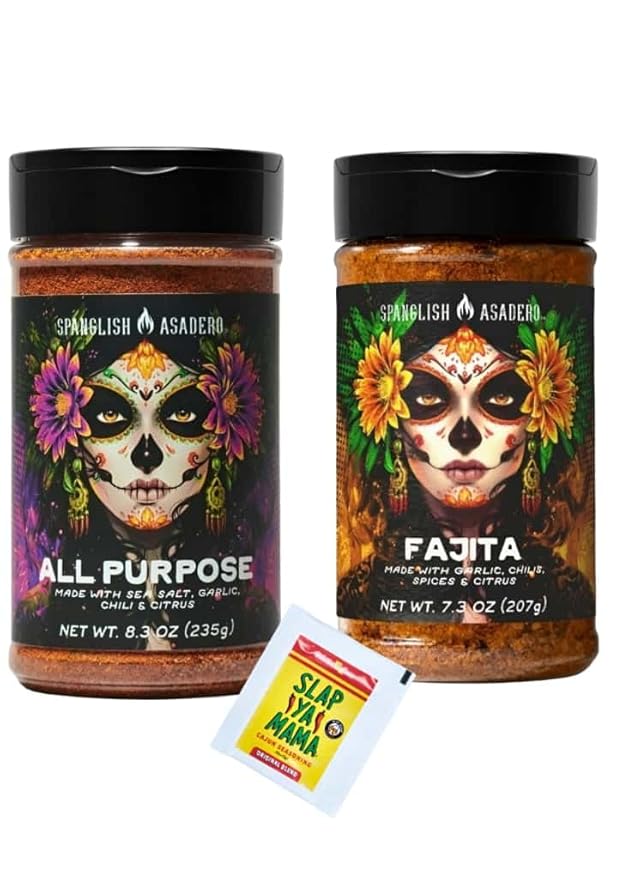 Mexican Traditional Seasoning Mix Asadero-Style Spice Blend for Chicken Beef Pork and Vegetables with Bonus Slap Ya Mama Seasoning Packet (7.3 oz All Purpose/Fajita)