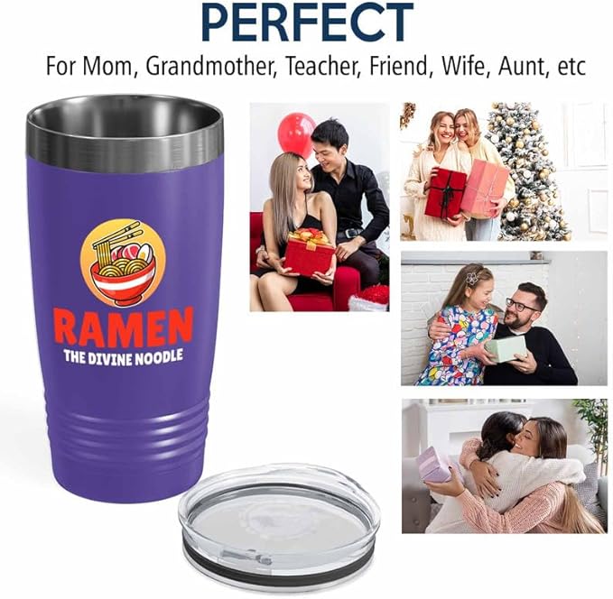 Ramen Lover Purple Edition Viking Tumbler 20oz - The divine noodle - Food Lovers chicken pumpkin vegan pantry spicy noodles