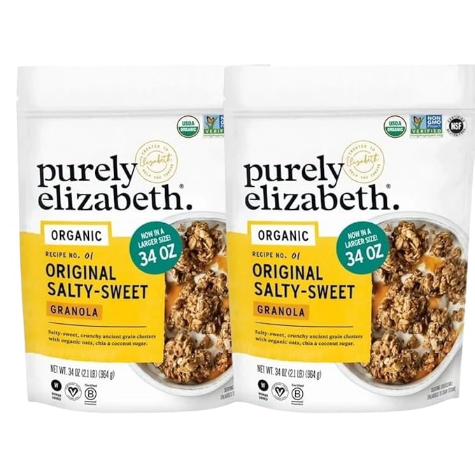 Organic Original Salty-Sweet Granola 34 oz (2.1 lb) Bags – Pack of 2 – USDA Organic Ancient Grain Granola Non-GMO Salty &amp Sweet Crunchy Oat Clusters