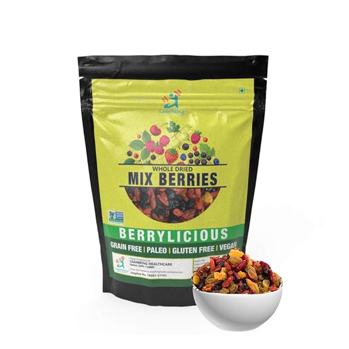 Astha LEANBEING-Dried Berries Mix Berries(200G) High in -Oxidants | Non-GMO Dried Blueberries CranberriesStrawberries gojiberries Black Currants