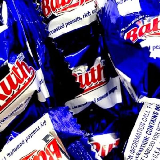 Babie Ruth Mini Candy Bars -1.5 lbs Individually Wrapped Mini Candy Bars - Perfect for Parties Office Snacks and Gifting - Delicious Chocolate Caramel and Peanuts(24 oz)