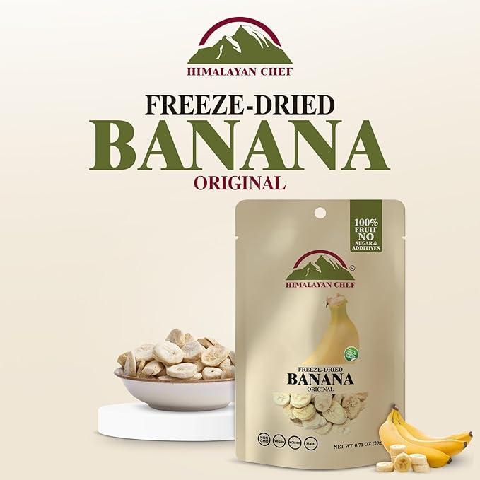 Himalayan Chef Freeze-Dried Fruit Freeze-Dried Banana Crisp 20g/EACH 10 Bags | Healthy Snacks Organic Fruits Snacks | Ideal Snacks for Kids &amp Adult