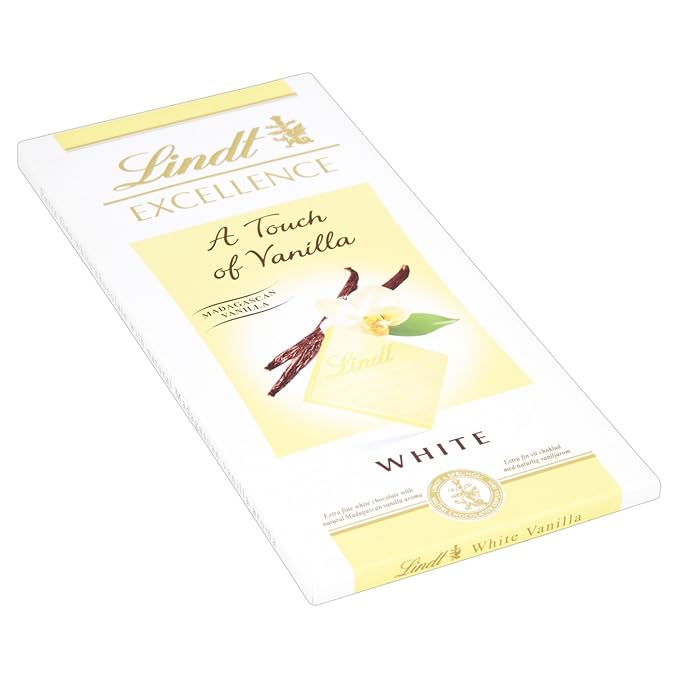 Lindt Excellence White a Touch of Vanilla Chocolate Bar 100 g (Pack of 4)
