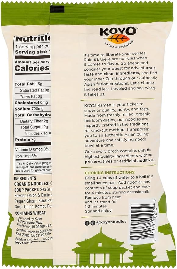 Koyo Garlic Pepper Ramen 2.1-Ounce (Pack of 12)