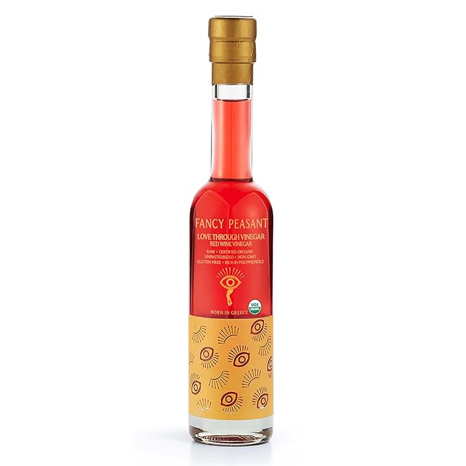Fancy Peasant Red Wine Vinegar 200ML Organic Red Wine Vinegar for Cooking Made from Ruby Red Grapes Ideal for Balsamic Vinaigrette