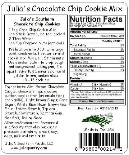 Gluten Free Chocolate Chip Cookie Mix 8oz (6 Packages)