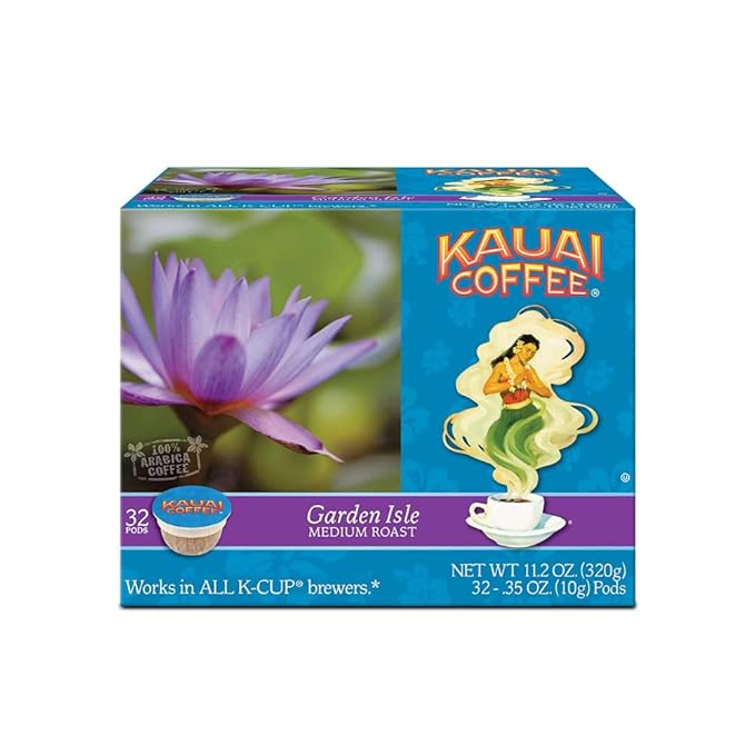 Kauai Garden Isle Hawaiian Single-Serve Pods Medium Roast Coffee 32 CT (Pack of 2)