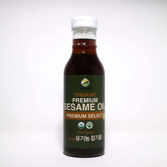McCabe Organic Premium Sesame Oil - Organic Sesame Oil for Cooking | Rich with Fiber &amp Minerals | USDA and CCOF Certified | Packed in USA | 12 Fl oz