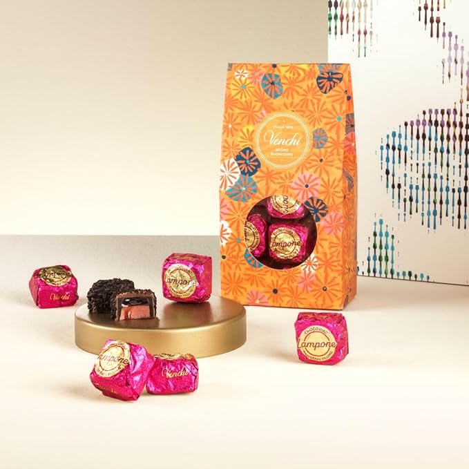 Venchi - Murrine Gift Box with Raspberry Chocoviar and Dark Chocolate 10.16 oz Gluten-Free No Artificial Colors or Preservatives Gift Idea