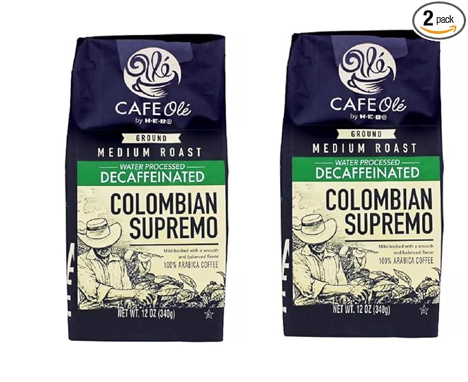 Cafe Ole HEB Ground Coffee 12oz - 2 bags (Decaf Colombian Supermo)
