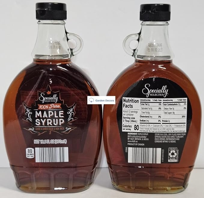 Specially Selected 100% Pure Maple Syrup Grade A Amber Color &amp Rich Taste 12.5fl oz 370ml (2 Bottles)