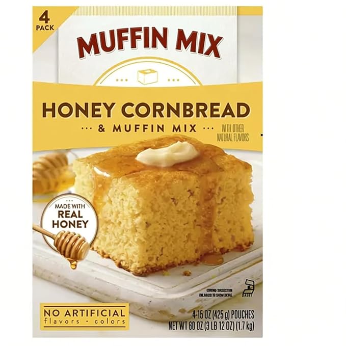 Natural Honey Cornbread and Muffin Mix 60 oz Bakes 48 Cornbread Squares (1 Pack)