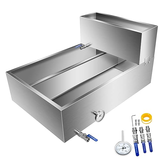 Maple Syrup Evaporator Pan Stainless Steel Maple Syrup Boiling Pan with Valve Thermometer Feed Tank Sap Evaporator for Boiling Maple Syrup 36 x 24 x 9.5 Inch