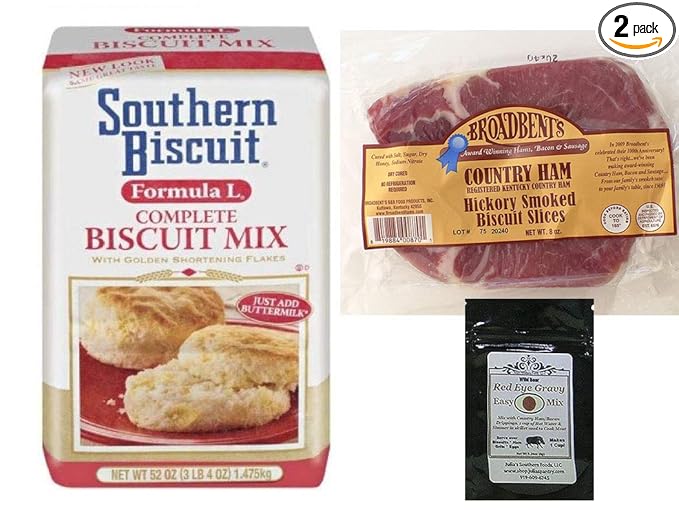 Southern Biscuit Formula L Biscuit Mix (52 Oz) and Hickory Smoked Country Ham Biscuit Slices 8oz package