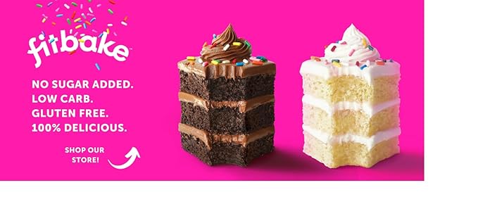 FitBake Yellow Cake Baking Mix and Chocolate Frosting | 0g to 2g Net Carbs Per Serving | Keto Friendly Low Carb Food | Naturally Sweetened Keto Snacks | Gluten Free Desserts | No Added Sugar