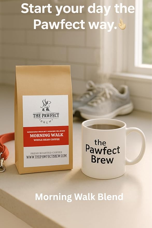 Dog Lover’s Coffee – Morning Walk Breakfast Blend by The Pawfect Brew | Medium Roast Ground Coffee 12 oz| Specialty-Grade Central &amp South American | 25% of profits donated to to Animal Rescue