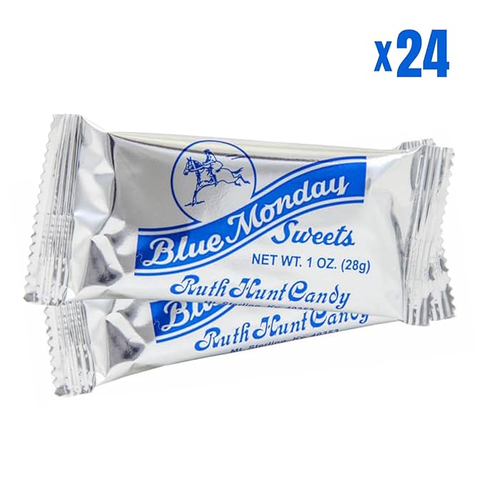 Blue Monday Pulled Cream Candy Dark Chocolate Bars - Box of 24 Original Flavor