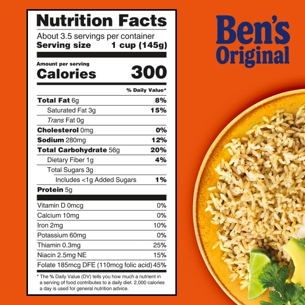 BEN'S ORIGINAL READY RICE Cilantro Lime Flavored Family Size Rice Easy Dinner Side 17.3 oz Pouch (Pack of 6)