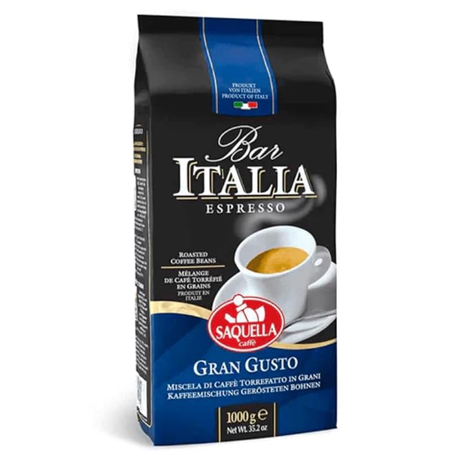 Saquella Kaffee Bar Italia Gran Gusto Espresso Coffee Beans 1kg (2.2 lb) | Authentic Italian Espresso | Full-Bodied Aroma &amp Smooth Crema | Perfect for Espresso Machines
