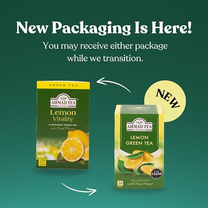 Ahmad Tea Lemon Green Tea 20-Count Boxes (Pack of 6)