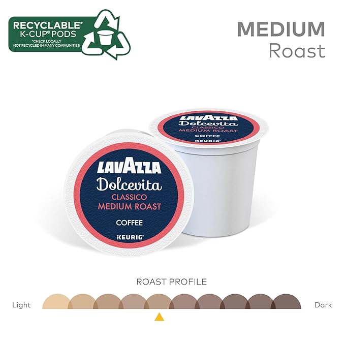 Lavazza K-Cup Coffee Pods Variety Bundle for Keurig Brewers – Light &amp Medium Roast Single-Serve K-Cup Coffee Pods 40 Count Assorted Flavors (10 Dolcevita Classico 10 House Blend Perfetto 10 Co
